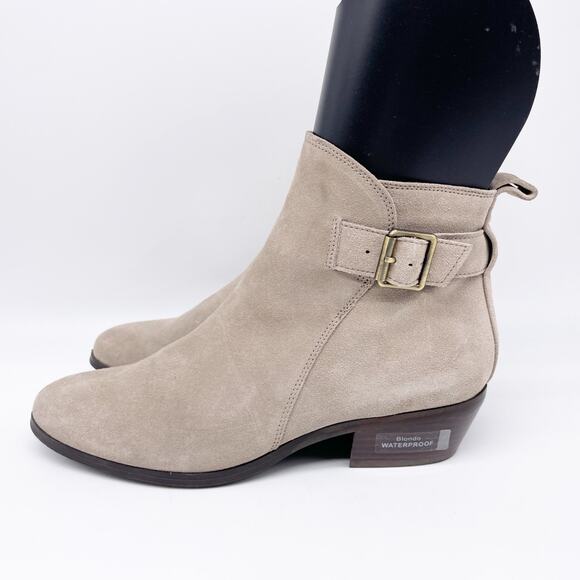 Blondo Women's Saddie Waterproof Buckle Heeled Ankle Boots Tan Suede Size 10 - Picture 5 of 13
